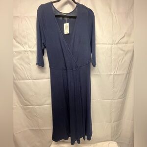 NWT Torrid Navy Blue Faux Wrap Dress Size 1 V Neck Super Soft